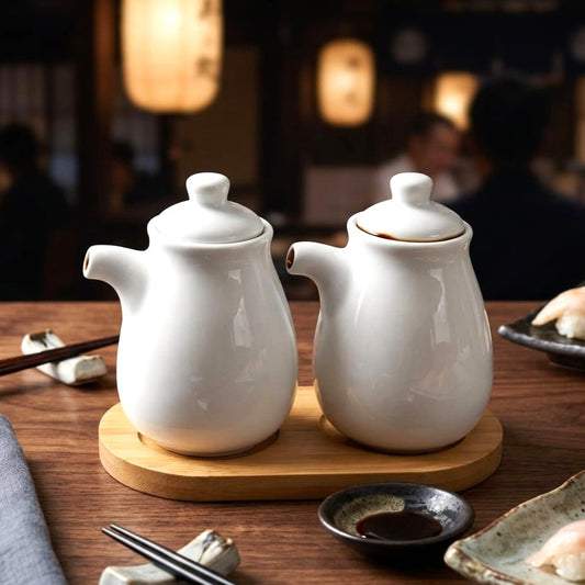Oil & Vinegar Bottles with Platter