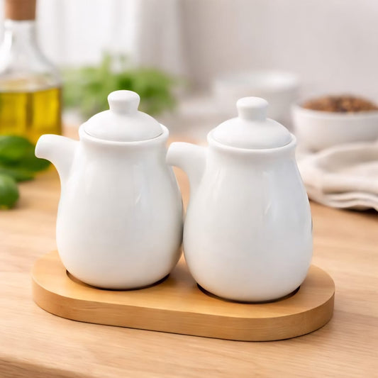 Oil & Vinegar Bottles with Platter