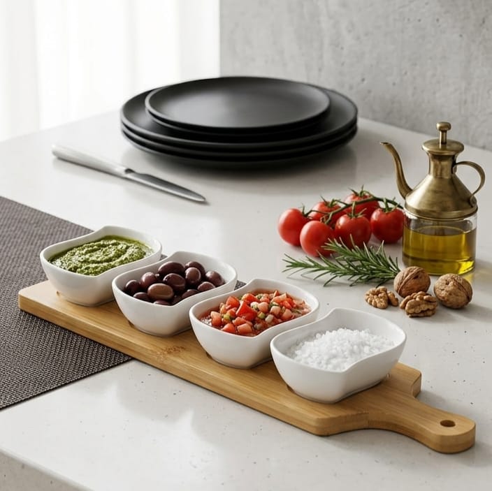 Serving Platter with 4 Bowls